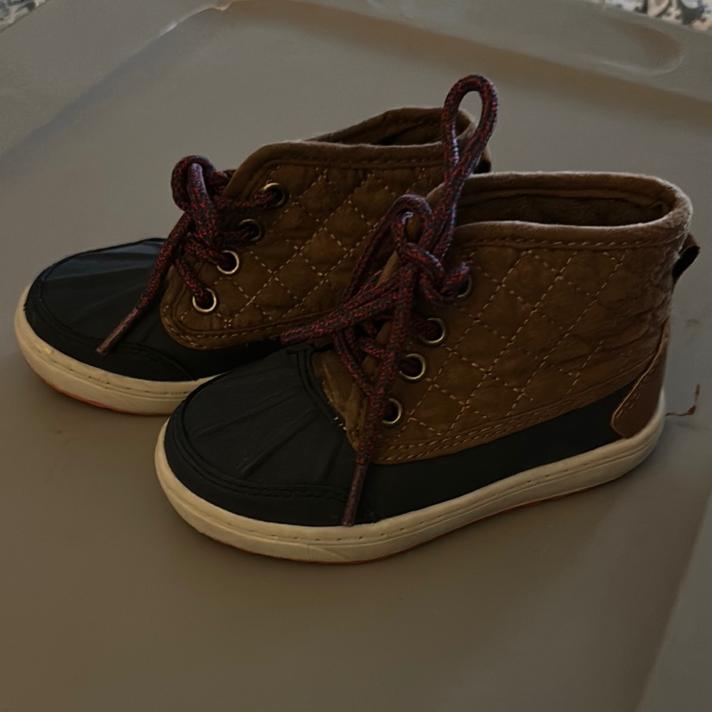 Kids Quilted Brown and Black Boots